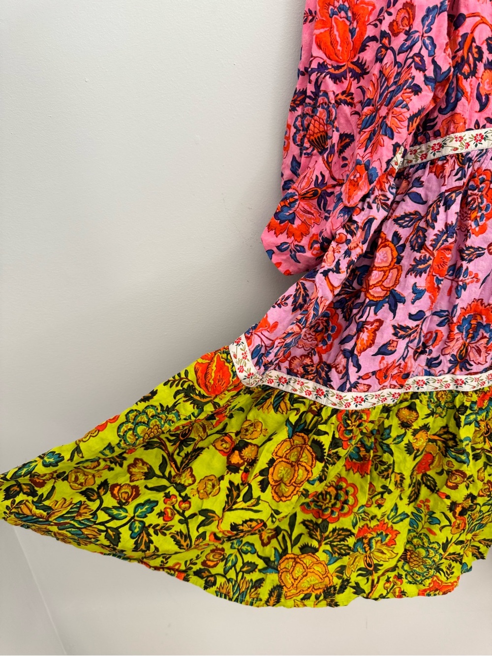By Anthropologie Robin Tiered Mini Dress Pink Floral Size M - Picture 5 of 7